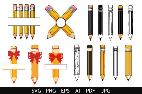 Colorful Pencil Clipart Design Set