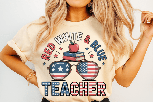 Patriotic Teacher with American Flag Design