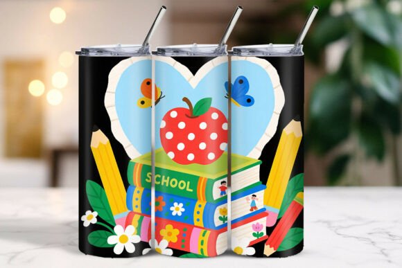 Stacked Books Apple Butterfly Tumbler Wrap: A Modern Blend of Literary Art and Digital Craft