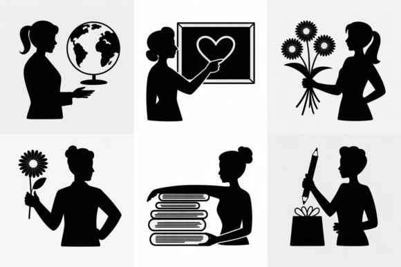 Teacher Silhouette Icons for Education